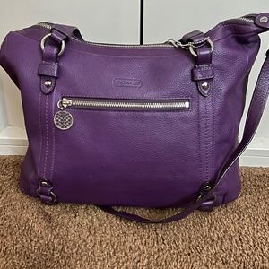 COACH Alexandra Purple Pebbled Leather Convertible Satchel